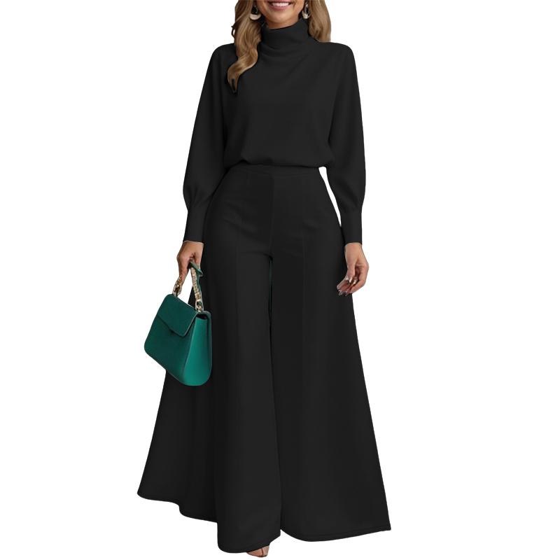ZANZEA Women Long Sleeve Turtleneck Blouse and Pants Casual Two Piece Suit Sets