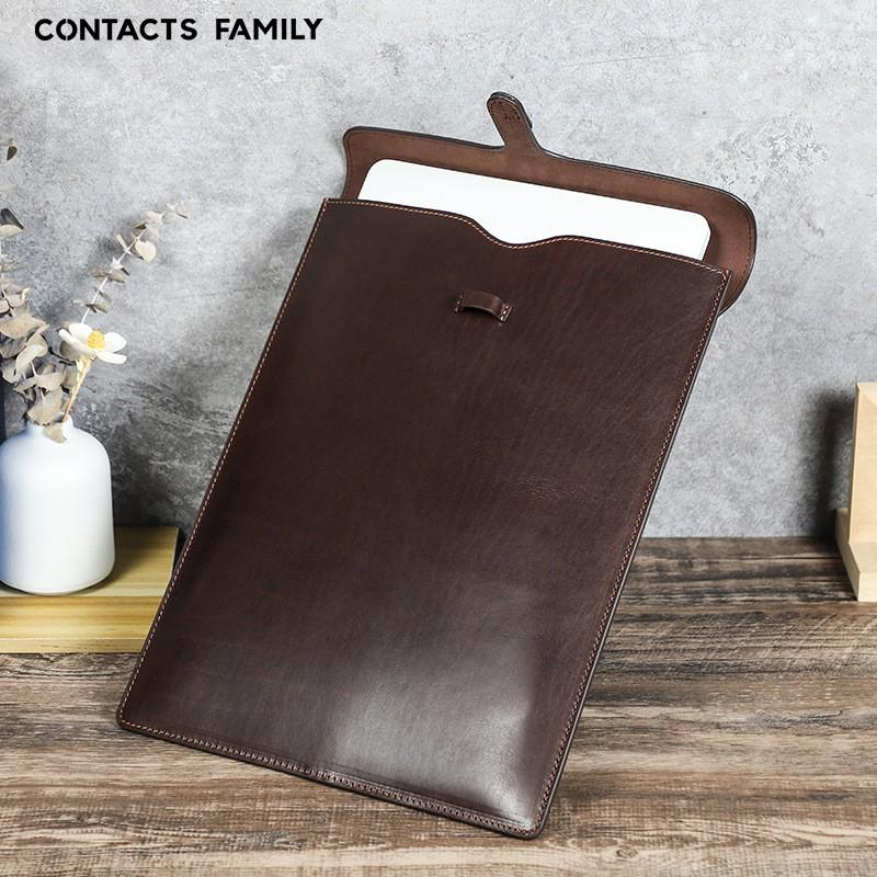 Full-Grain Leather MacBook Pro 13.3 Inch Sleeve With Pen Slot Slim Laptop Inner Case Air