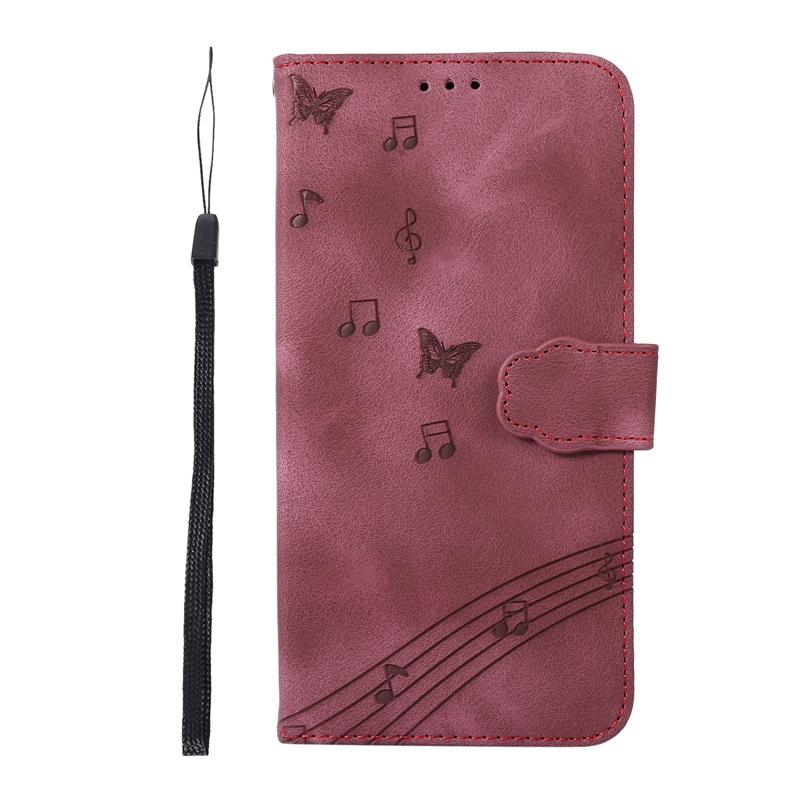 Embossing Butterfly Skin Feel Leather Wallet Case with Cartoon Bear Photo Frame for iPhone Samsung Xiaomi Huawei OPPO Stand Holder Magnetic Flip Cover