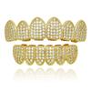 Mens Hip Hop Gold Teeth Grillz Top & Bottom Iced Out Grillz Dental Cubic Diamond Braces Zirconia Vampire Grills Teeth