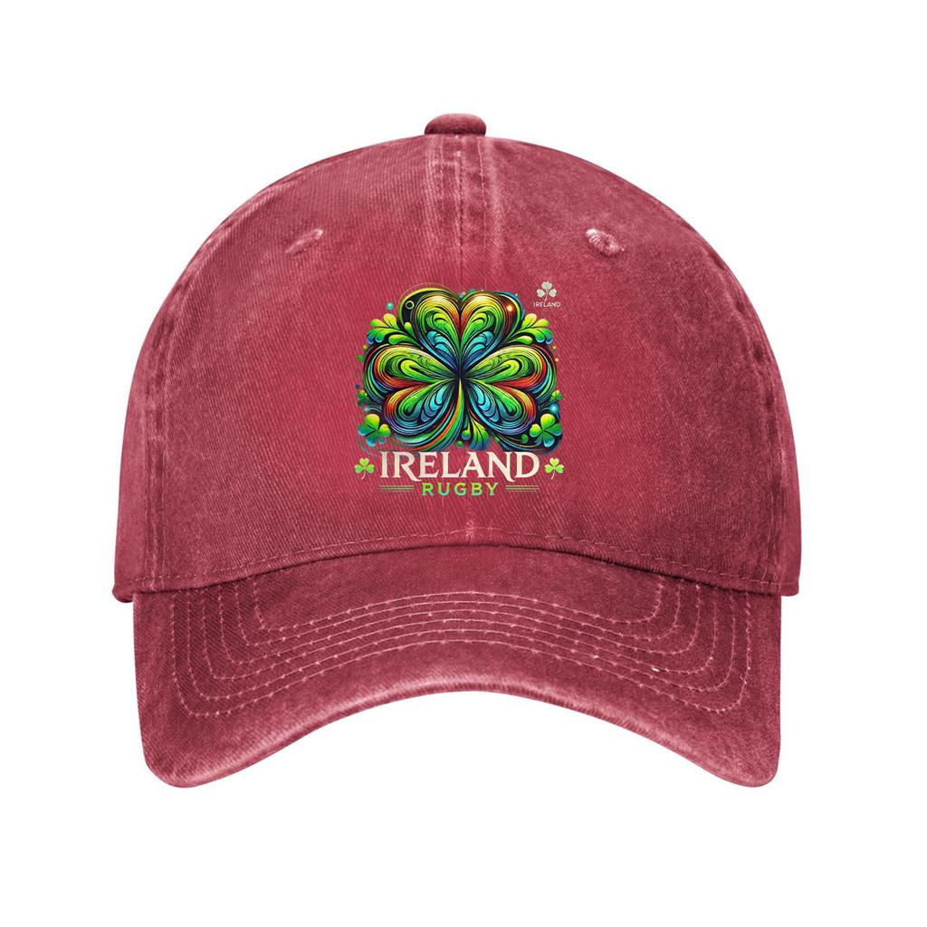 Ireland Rugby Shamrock Baseball Cap Washed Cotton Adjustable Casual Sun Protection Outdoor Sport Cap