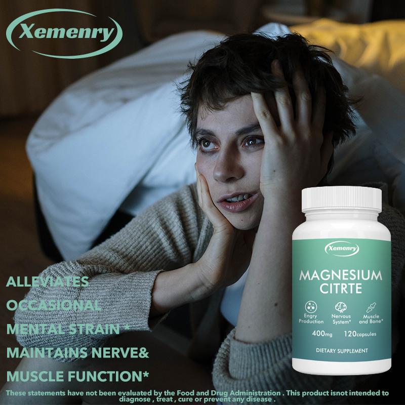 Magnesium Citrate 400 mg, 120 Capsules—Non-GMO and Gluten-Free Formula