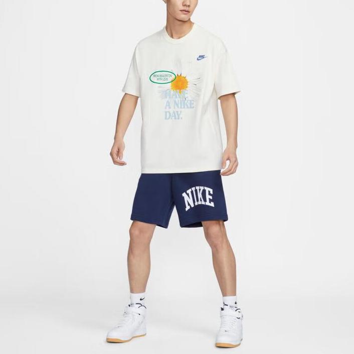 Nike Спортивная одежда Essentials Американский винтажный узор «Маргаритки» Футболка с круглым вырезом Удобная повседневная футболка с коротким рукавом Мужская футболка Белая HJ3955133