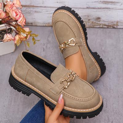 Новые повседневные лоферы на толстой подошве с матовой поверхностью для женщин большого размера, ретро одинарная обувь