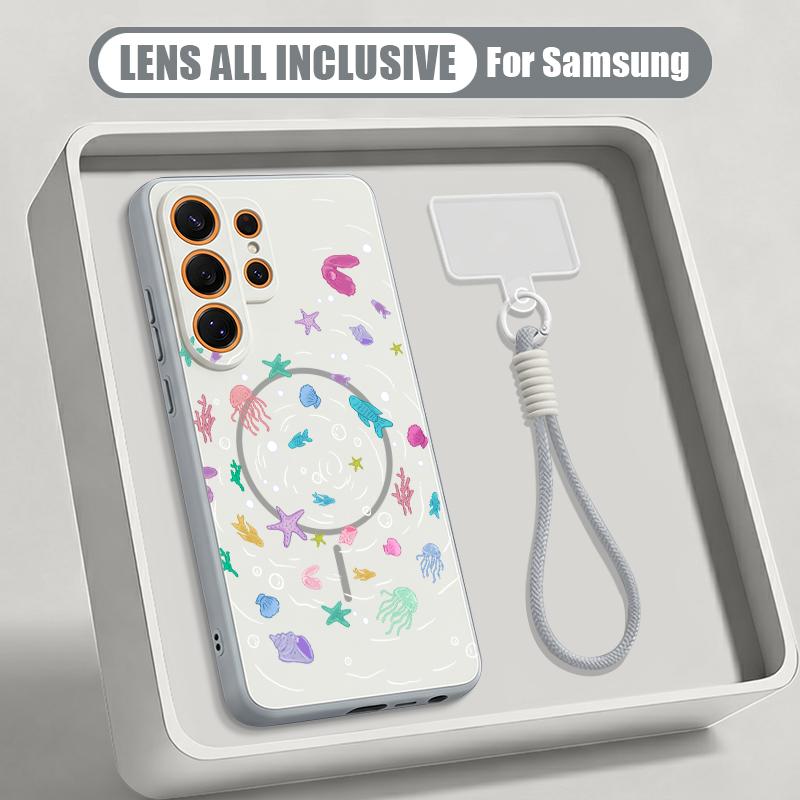 Красочный чехол 'Морской парк' для Samsung S26 Ultra S25 FE S24 S24 Plus A57 A37 A17 A56 A36 A16 A55 A35 A15 A54 5G Гибридная магнитная матовая крышка