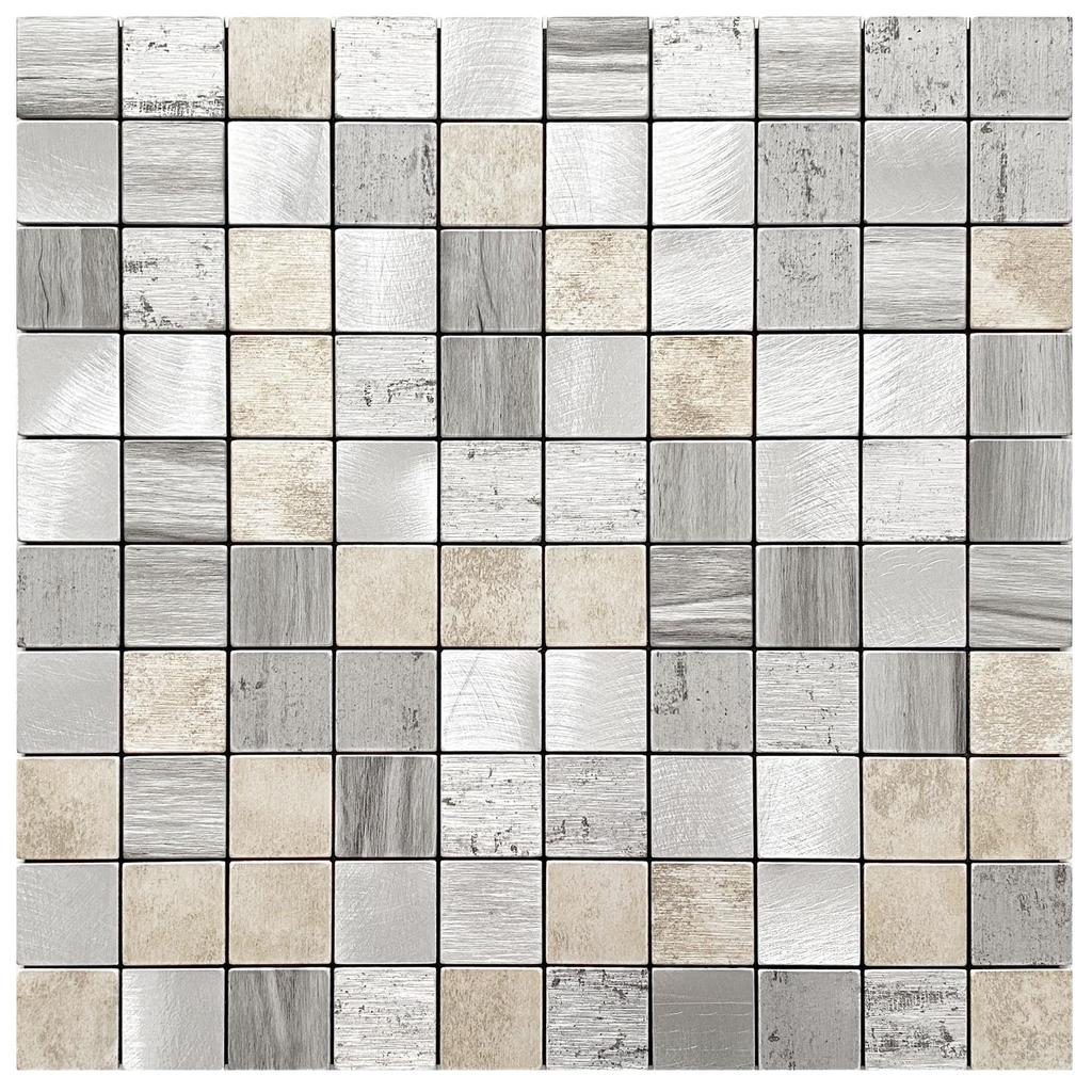 Es DECOR Kitchen Wall Tile Metal Tile Sheet Waterproof Heat Resistant Toilet Washroom Tile DIY 5 Pieces Sticker, (Square, Module)