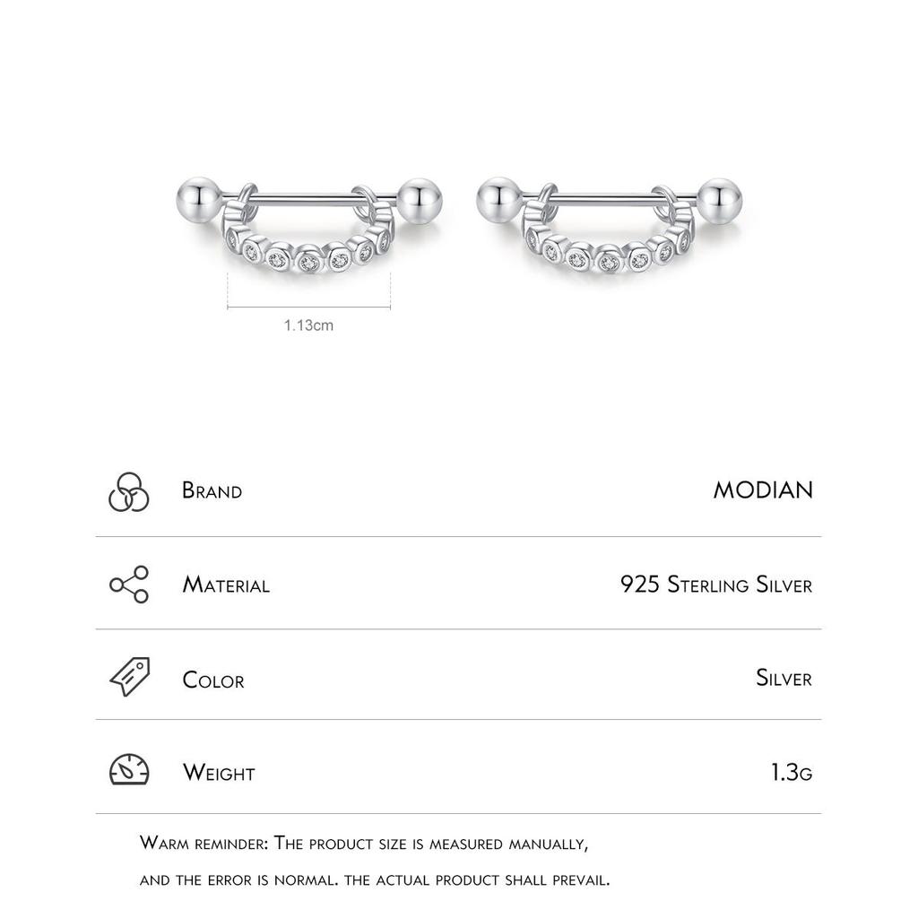 MODIAN 925 Sterling Silver Round Clear Zircon Dazzling Hoop Earrings Detachable Screw Ear Studs For Women Girls Party Jewelry