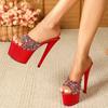 Women's Platform Sandals Fashion 20CM Car Model Hotel Night Club High Heels Rhinestone Slippers LFD-1986-A66