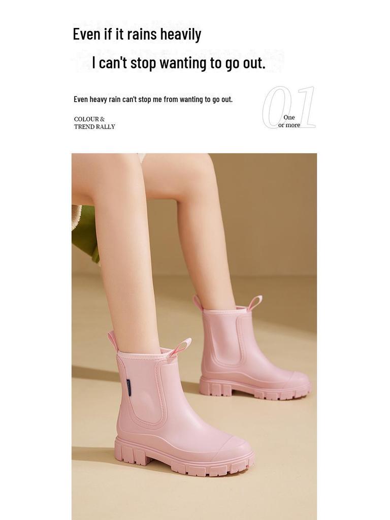 Женские непромокаемые короткие резиновые сапоги 2024 года – стильная обувь для отдыха на открытом воздухе в дождливые дни