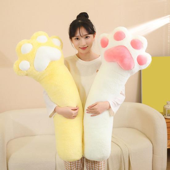 Leg Pillow for Side Sleepers Long Cat Paw Pillow Elastic Fully Filling Plush Stuff Toy Sofa Bed Couch Decoration Holiday Office Nap Pillow Car