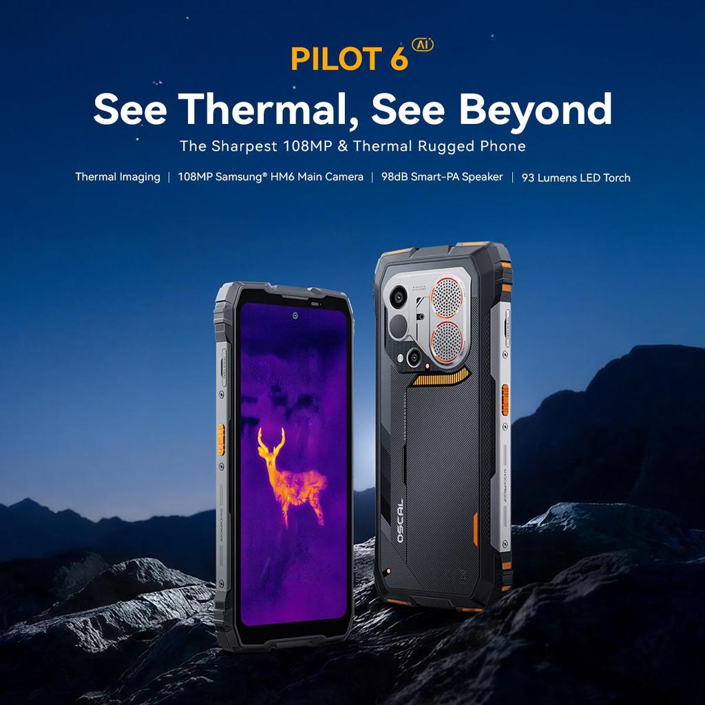 OSCAL PILOT 6 Rugged Mobile Phone with Thermal Imaging 48GB+256GB Android 16 10000mAh Smartphone