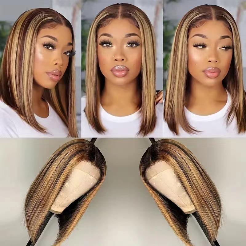 Short Bob Wig Front Lace Wig, Female Bobo Head Short, Stylish Natural Full Headgear