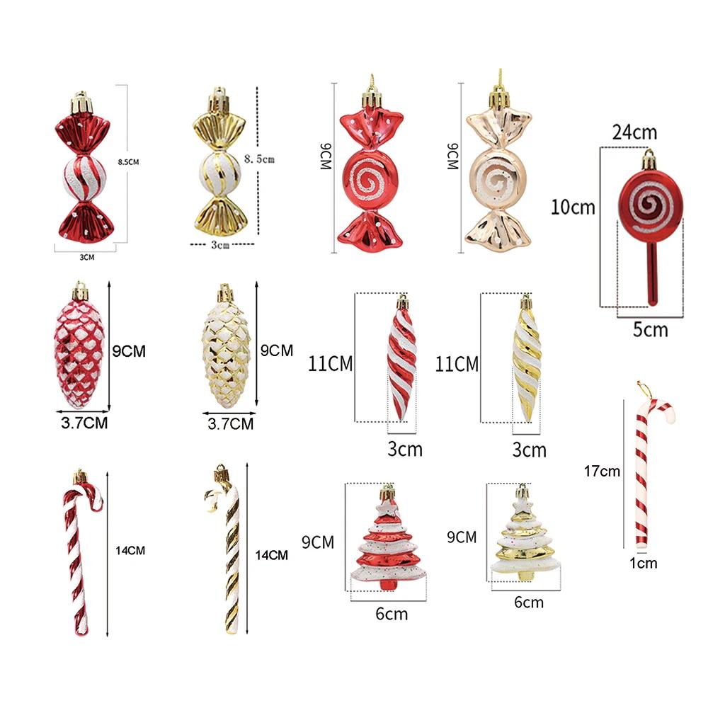 Red Gold Candy Cane Christmas Tree Ornaments
