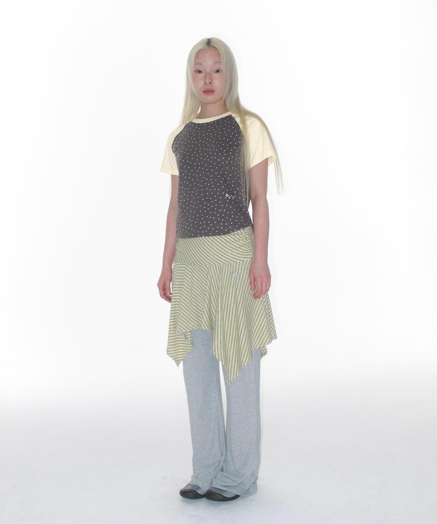 AMES-WORLDWIDE Unbalance Layered Skirt Pants Yellow