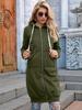 2023 Autumn/Winter Women's Casual Hooded Mid-Length Loose Plain Sweatshirt