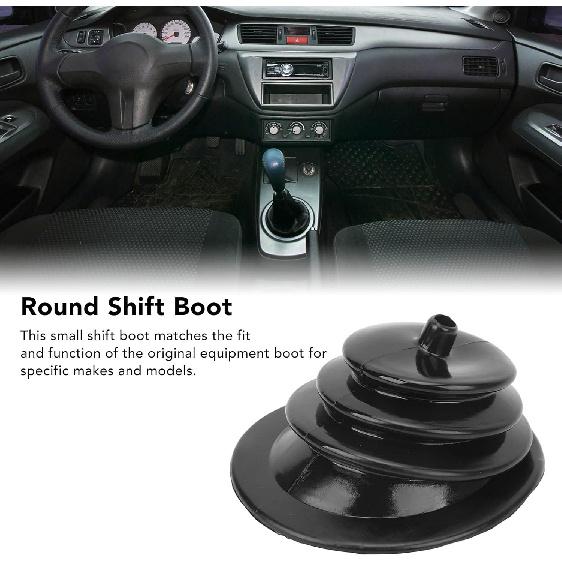 OUKENS 5.25in Gear Shift Boot Cover and Plate Kit with Chrome Ring 1651 Universal Replacement Dust Cover for Car Automotive Clutch, Includes Trim