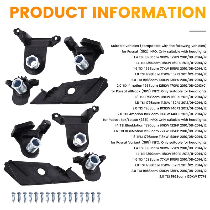 L10A Headlight Repair Kit Screw Clip Headlight Bracket For VW Passat Box/Estate(365) an Version 3AA998226 3AA998225