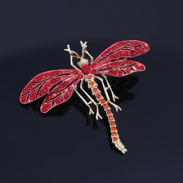 Fashion Dragonfly Crystal Brooch Women Shirt Suit Rhinestone Insect Animal Pins Brooches Party Gift