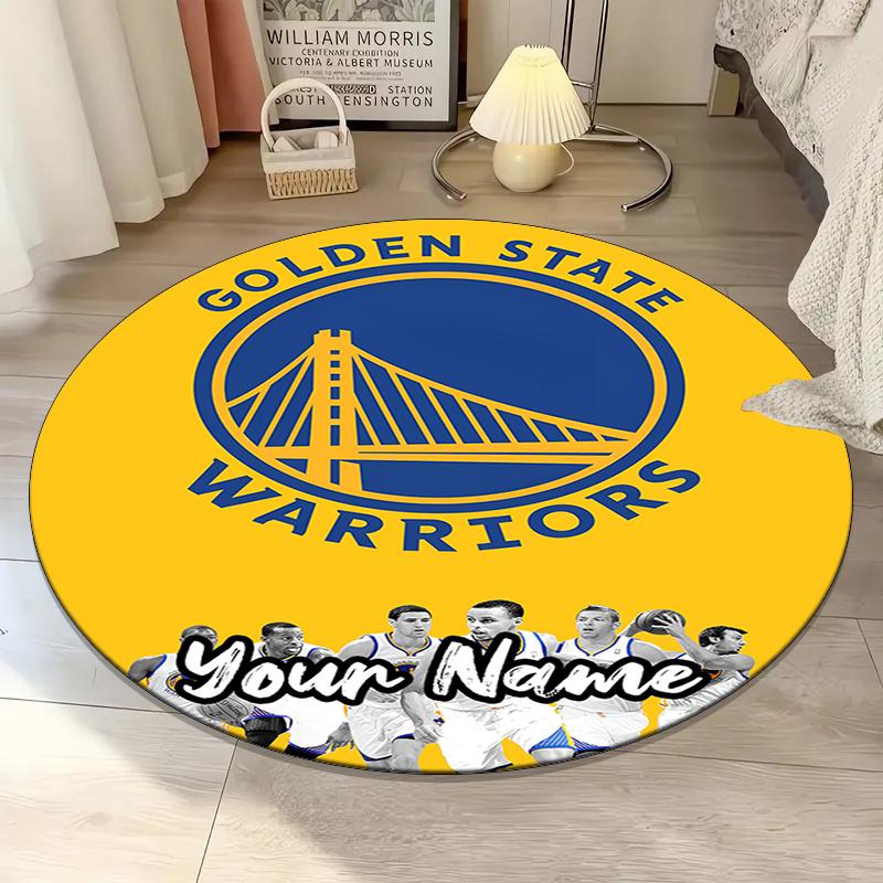 Custom Name Warriors Printed Round Rug Carpet Chair Rug Area Rug Entryway Doormats,for Office Chair Living Room Bedroom Kitchen Room.