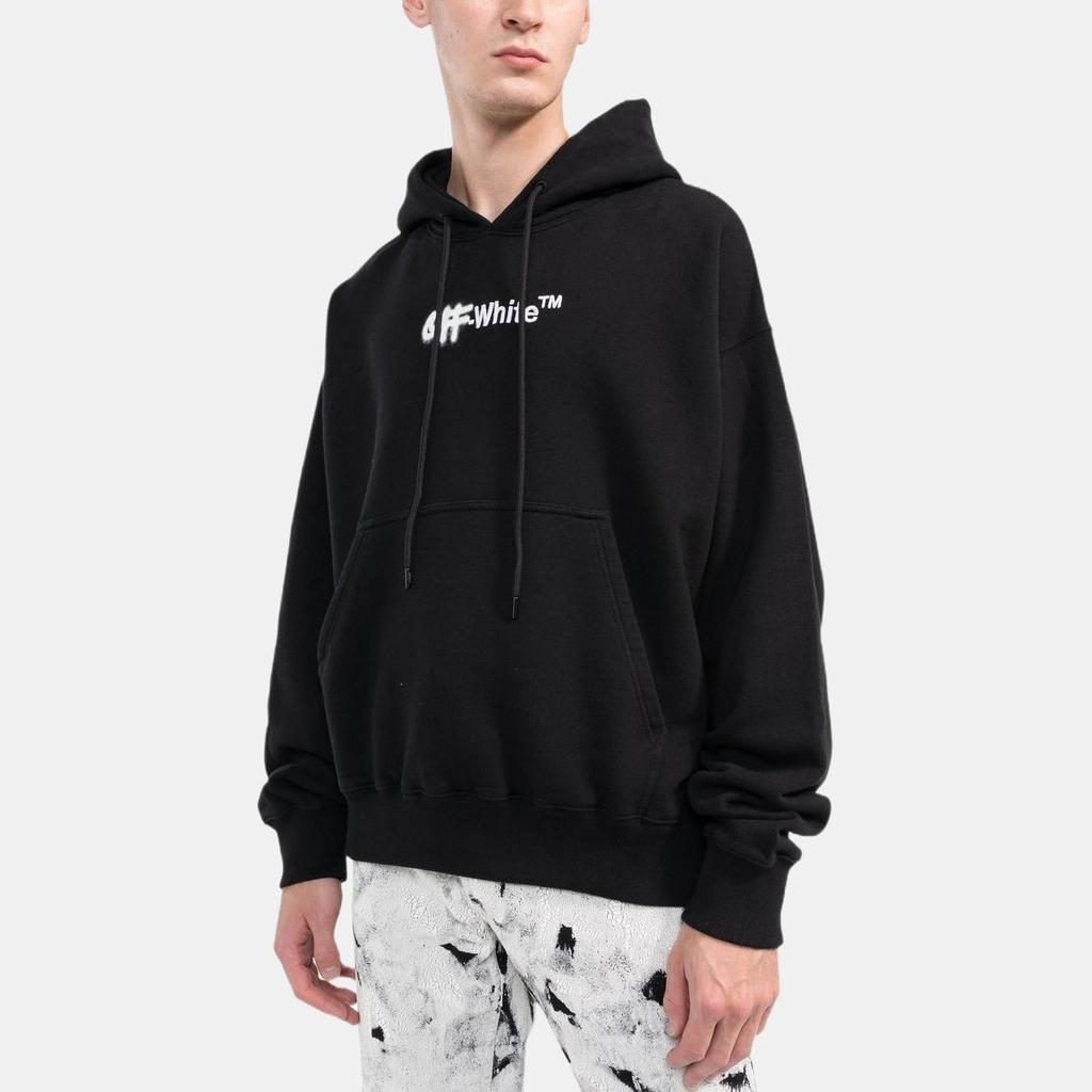 Men's Off-White FW22 Alphabet Logo Printing Hooded Long Sleeves Loose Fit Black OMBB085F22FLE0021001