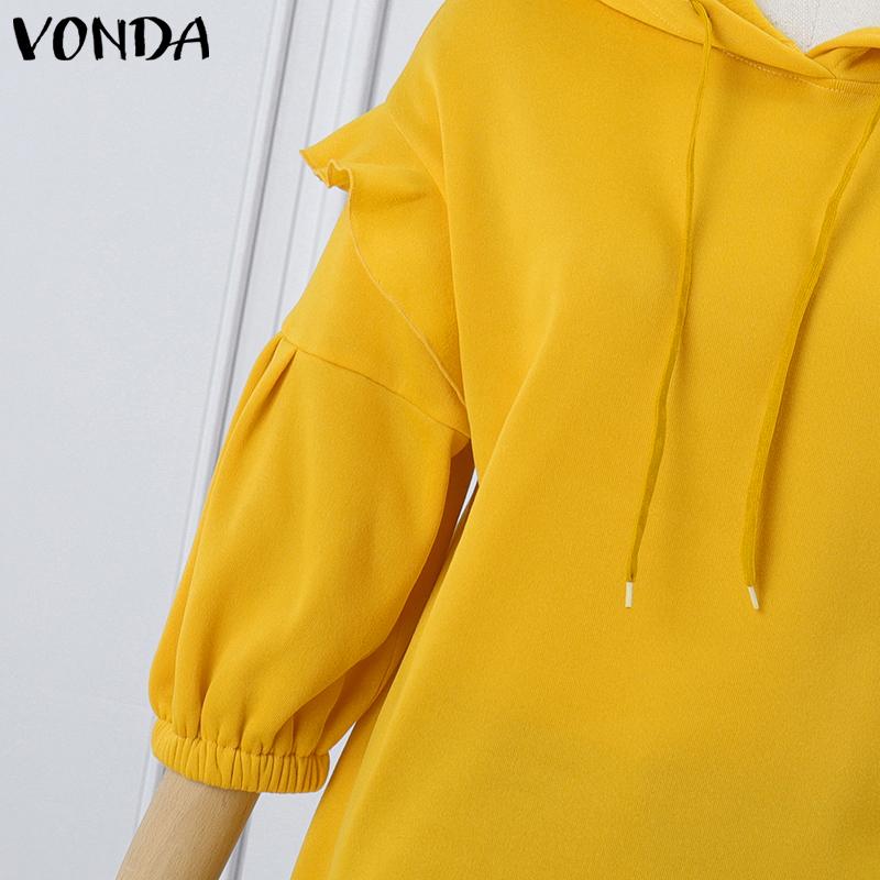 VONDA Женские блузки-пуловеры с капюшоном и оборками, с рукавом до локтя