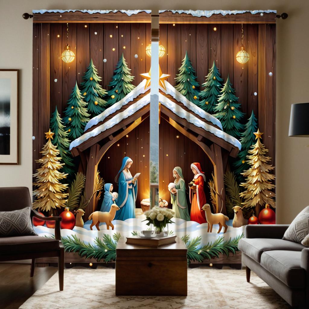 2 шт. HD цифровых желтых штор, завязанных под рождественской елкой, стиль украшения дома, украшение гостиной, спальни, одежда r