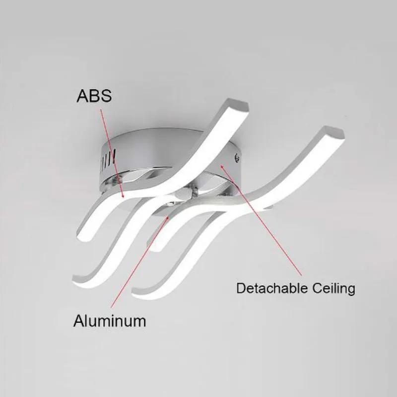24 Вт 12 Вт 18 Вт Светодиодный потолочный светильник Потолочная лампа Современный изогнутый дизайн 2/3/4 светильника для бара ресторана спальни гостиной WF930