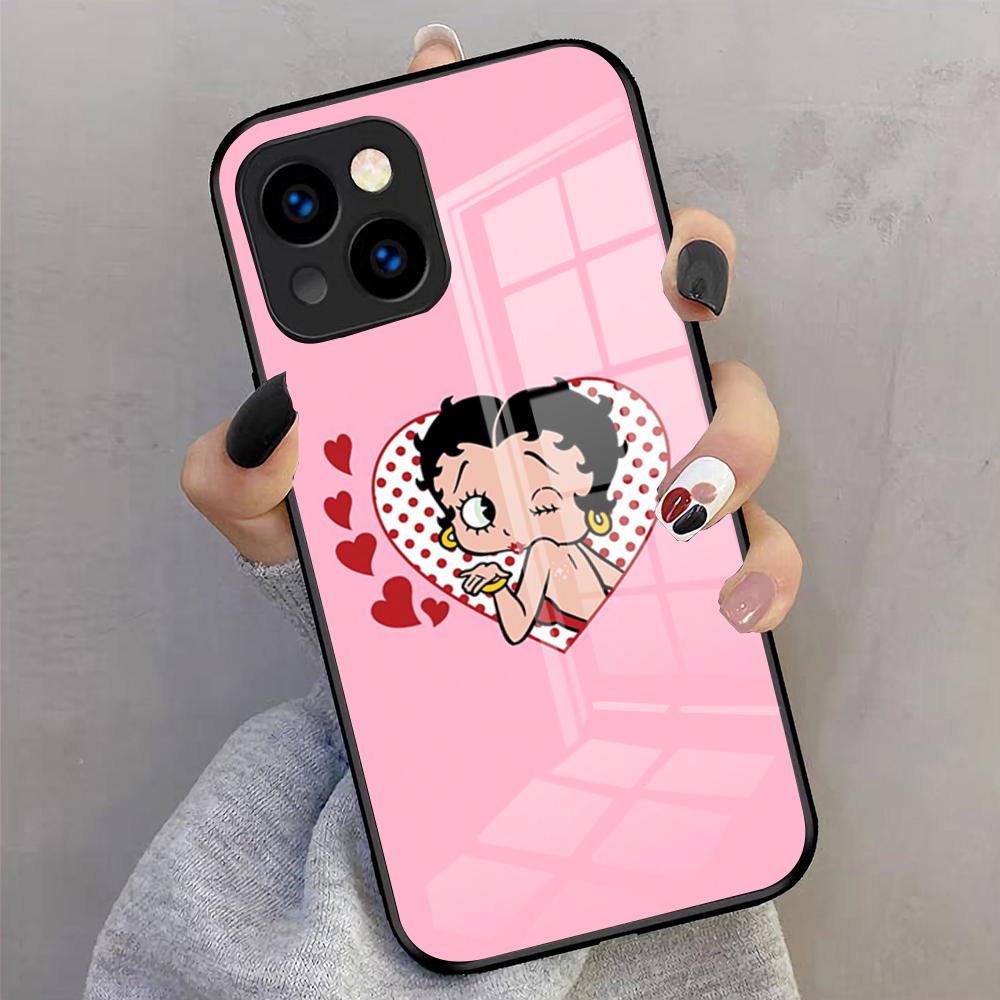 Betty Beautiful B-boop Phone Case For IPhone 17 Pro Max 16 15 14 Pro Max 13 11 X Xs Xr 8 7Plus Glass Cover