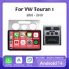 Car Radio Android 14 For Volkswagen VW Touran 1 2003 2004 2005 - 2010 Wireless Carplay Navigation GPS Multimedia Player Stereo