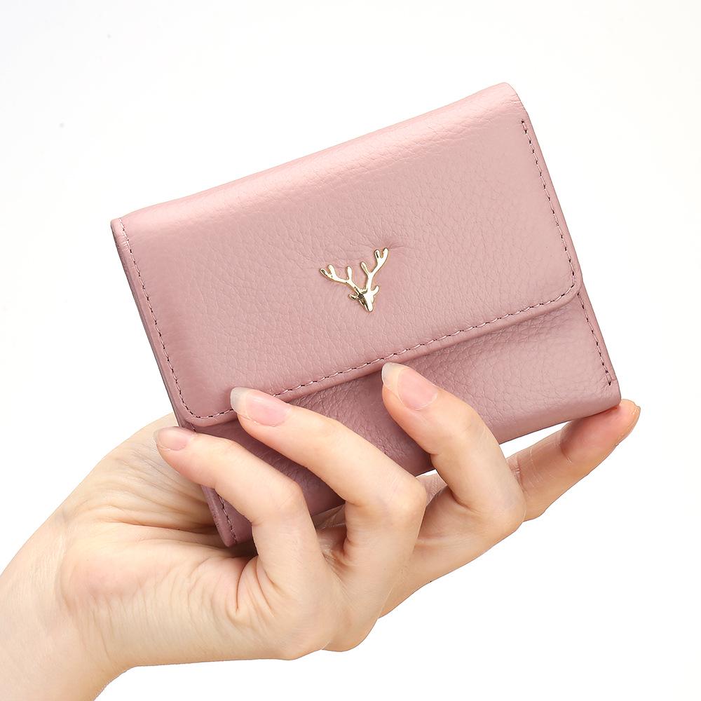 Модный короткий кошелек для японских женщин со скидкой 30%, простой маленький кошелек из первого слоя коровьей кожи, складной тонкий, новая модель