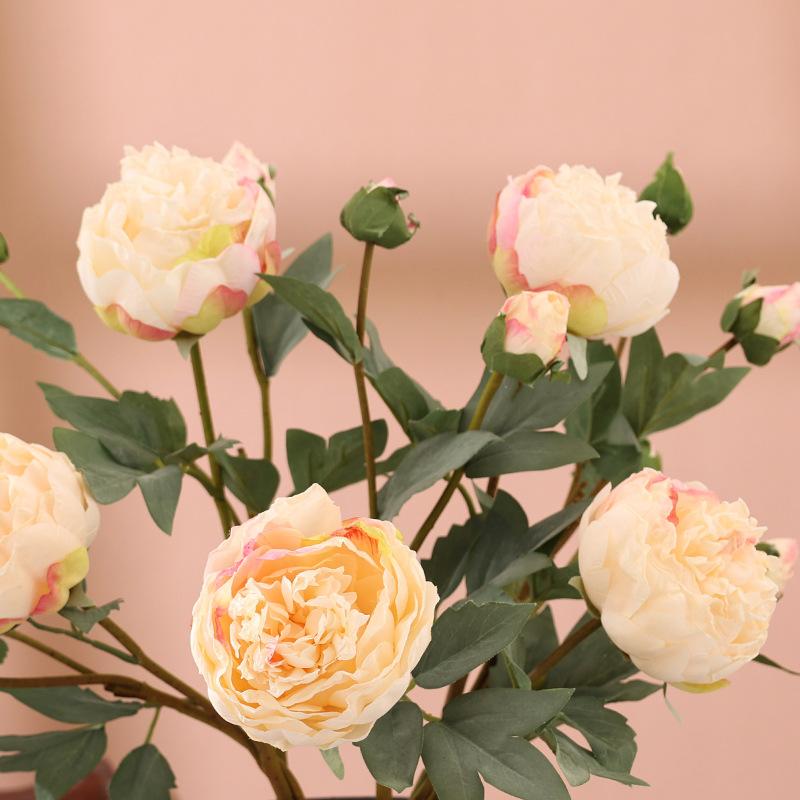 Высокое качество имитация 3 головки бутонов пиона шелковый дом гостиная обеденный стол свадебное украшение поддельный искусственный цветок