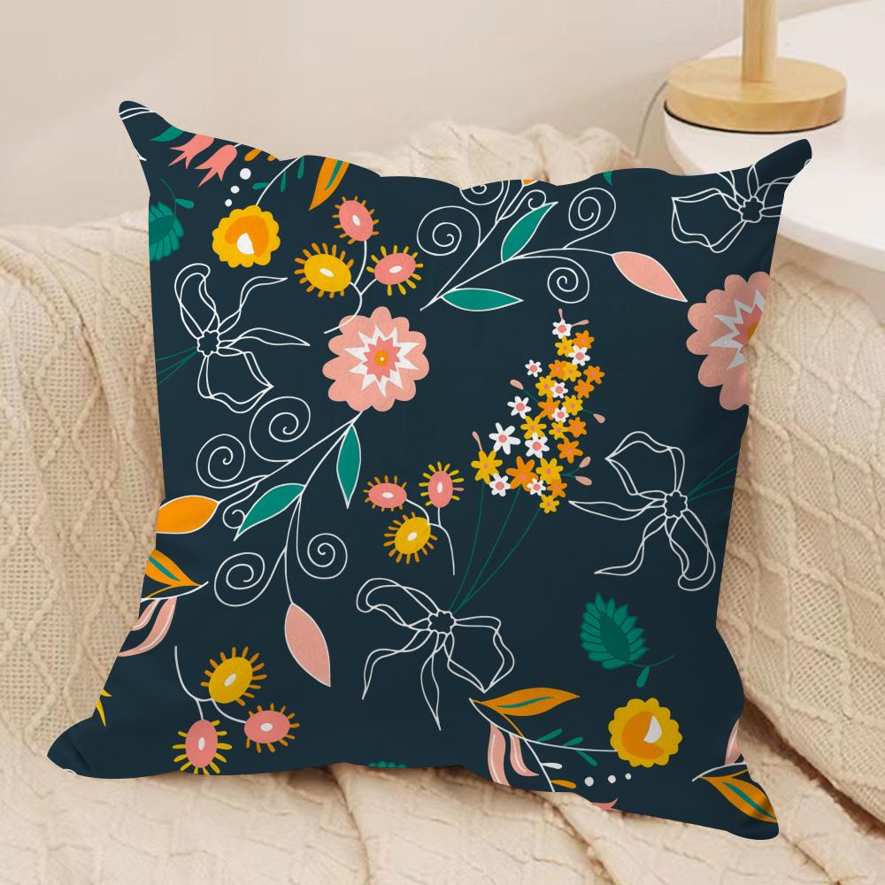 Beautiful floral ins retro Cushion Cover Silky Short Plush Invisible Zipper Dustproof Sofa Pillow Case for Home Decor