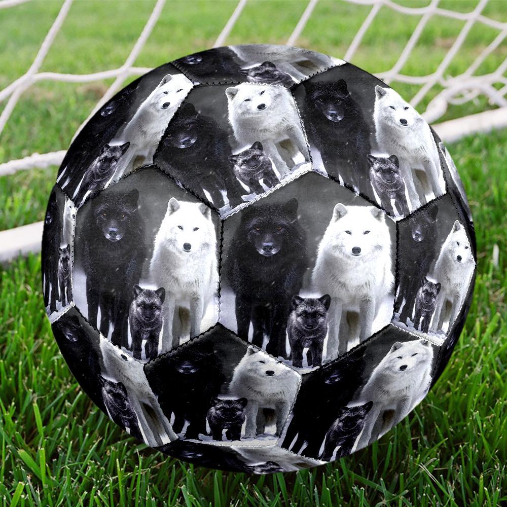 1pc Winter Wolf Family Theme Soccer Ball Football, Size 5, Lightweight PVC, Outdoor Training Soccer Ball,Gift c6526