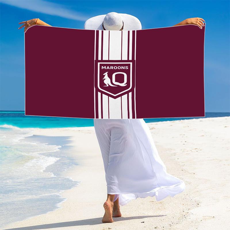 Maroons Print Beach Towel, Large Soft Quick Dry Towel for Beach Camping Swimming