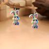 6 пар сережек с рисунком радужного кролика