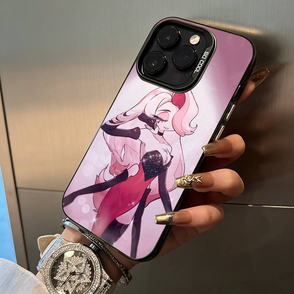 A-Angel Dust H-Hazbin H-Hotel Чехол для телефона для iPhone 17,16,15,14,13,12,11 Plus Pro Max Цветной Серебряный Чехол для телефона