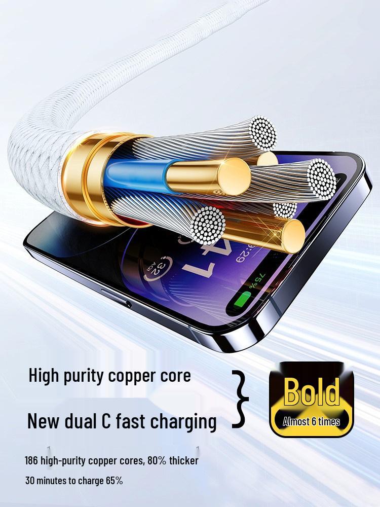 Thunderbolt 4 Braided C-to-C Charging Cable: Original PD Fast Charge