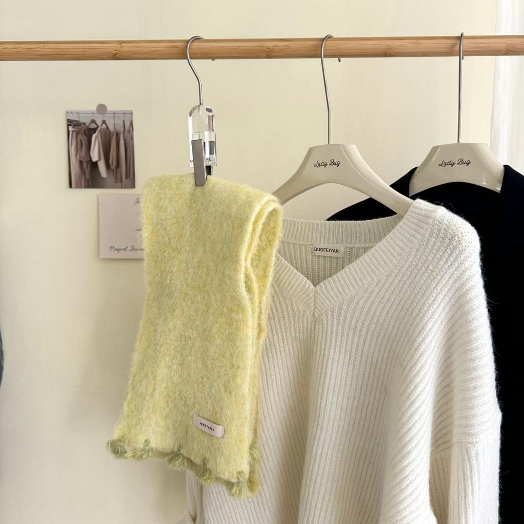 Модный шерстяной вязаный шарф Осень Зима Теплый Простой Защищающий от холода Шарф-накидка Для студентов Однотонный Универсальный Утепленный Шарф