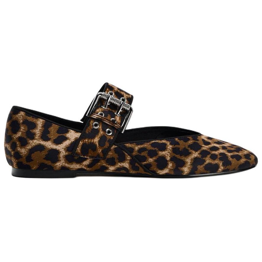 Zara Elegant Printed Round Toe Vintage Flat Mary Jane Shoes Women Shoes Leopard-Print 13522410