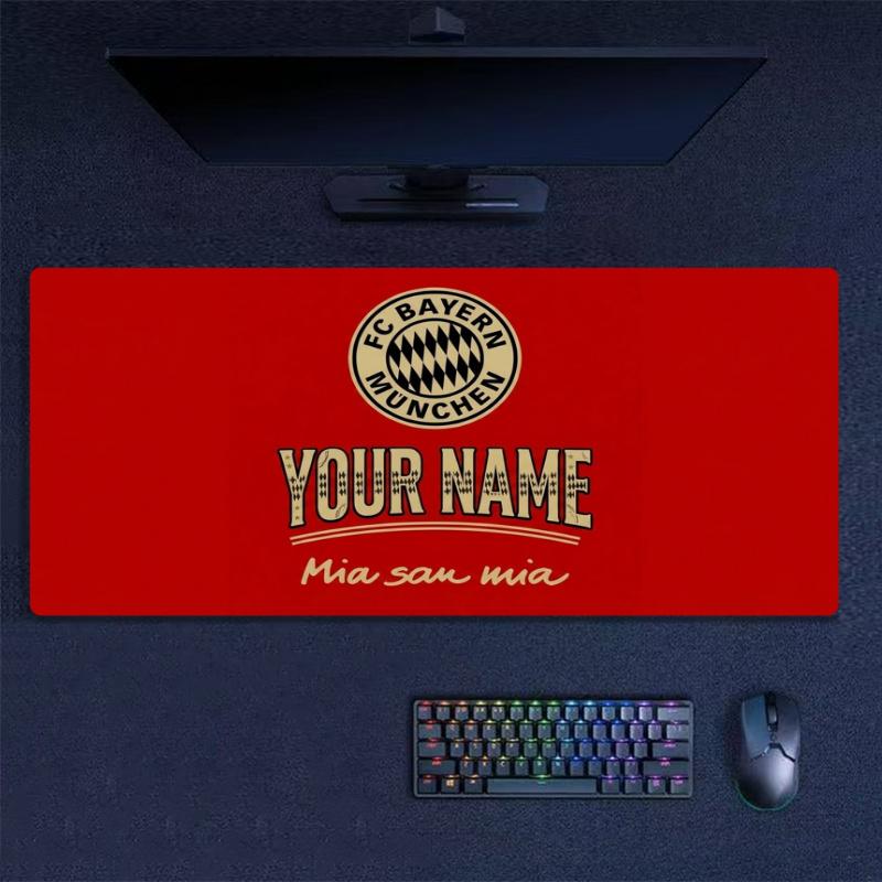 Bayern Munchen Flame Logo Custom Name Large Size Mouse Pad Gaming Table Cushion Nonslip Laptop Tablet Big XXL Mat Mini PC Playmat With Lock edge