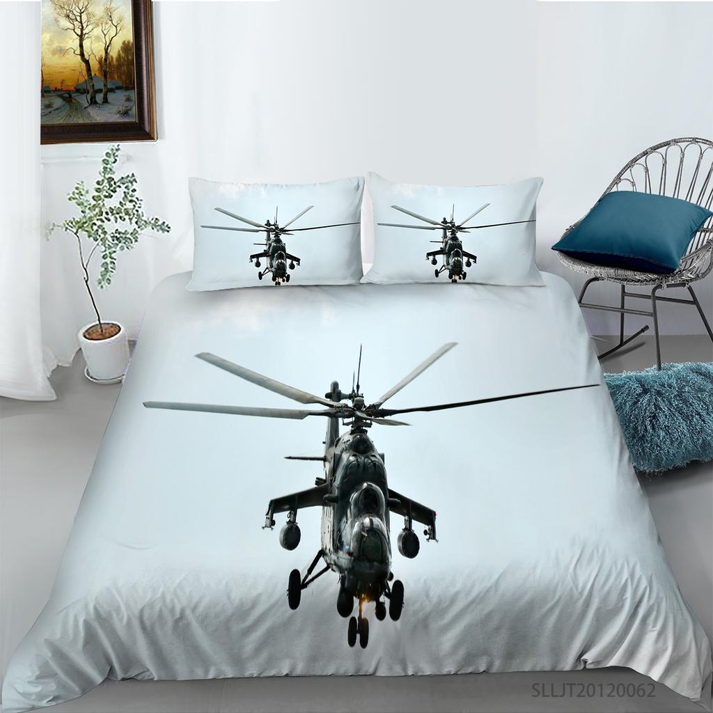 3D Bedding Set Vehicle Pattern Quilt Cover and Pillowcase 2 or 3 Pieces of Aircraft or Bicycle Printed Full-size Washable and Comfortable Bedding
