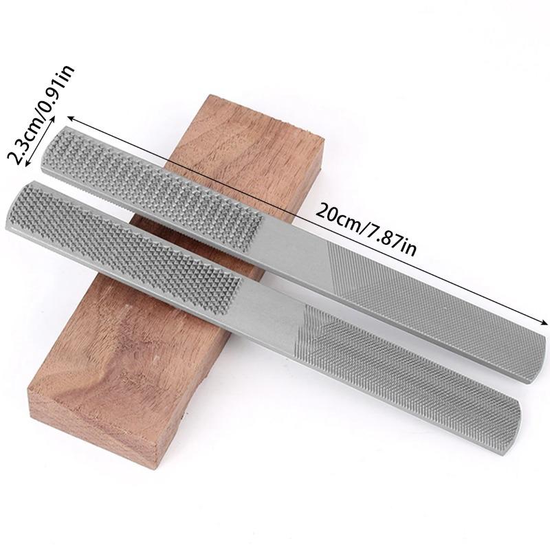 4-Way Wood Rasp File 2pcs Steel Hand File Durable Wood Rasp Set Half Round Flat and Needle Files Easy To Use for Metal Wood