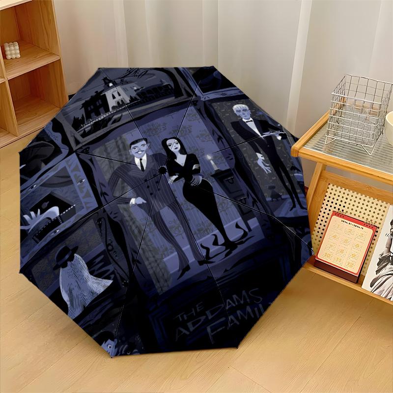 The Addams Family Windproof Auto 8 Rib Folding Umbrella Portable Outdoor Parasol