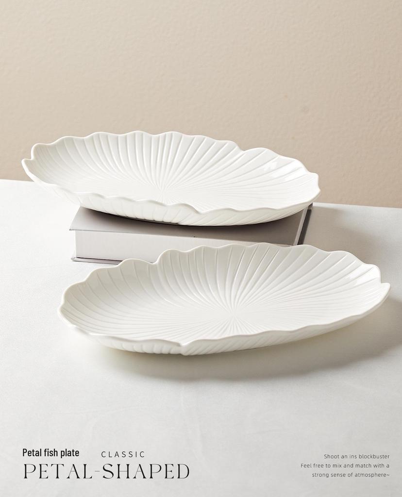 Овальное блюдо для морепродуктов из белого фарфора - Жаростойкое, Идеально для ресторанов и отелей.