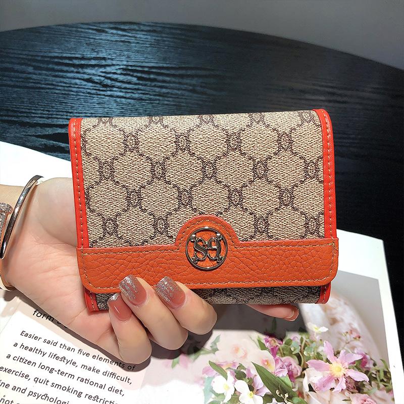 2025 New Two-tone Short Wallet Genuine Leather Women Wallets Luxury Cowhide Trifold Purse Branded Design Triumphal Arch Billfold
