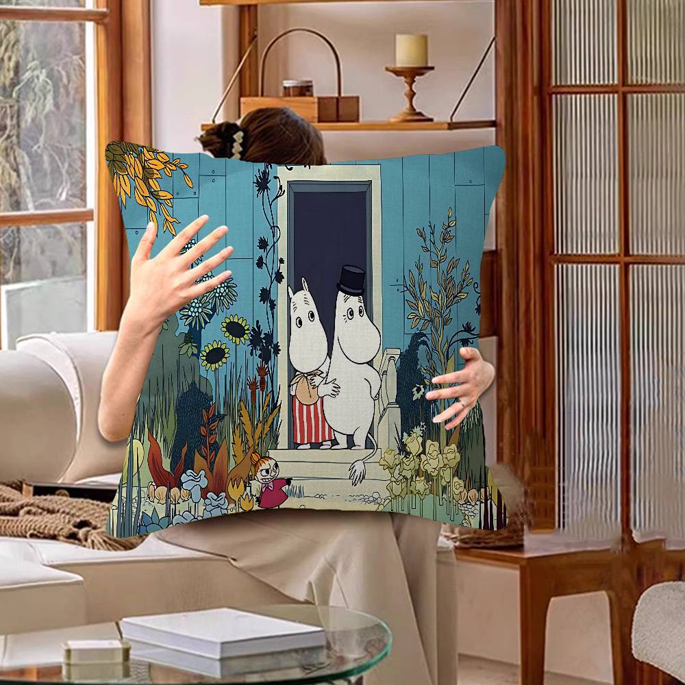 Cute M-Moomins Cushion Cover Inches Farmhouse Decor Home Throw Pillow Covers For Couch Decorations