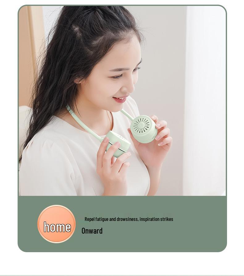 Portable USB Neck Fan - Silent, Foldable, Leafless Design for Outdoor Use