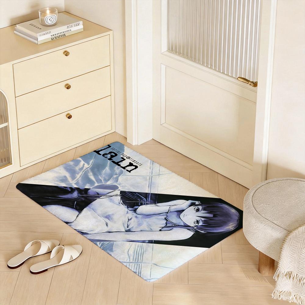 Anime S Serial experiments lain Floor Mat Eco Flannel Doormat Non Slip Odorless Indoor Floor Rug Soft Short Plush Home Mat