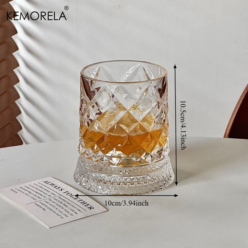 1PCS Rotating Whisky Glass 360 Degree Rotating Crystal Beer Glass Thick Base for Bourbon And Scotch Whisky a Unique Gift for Men