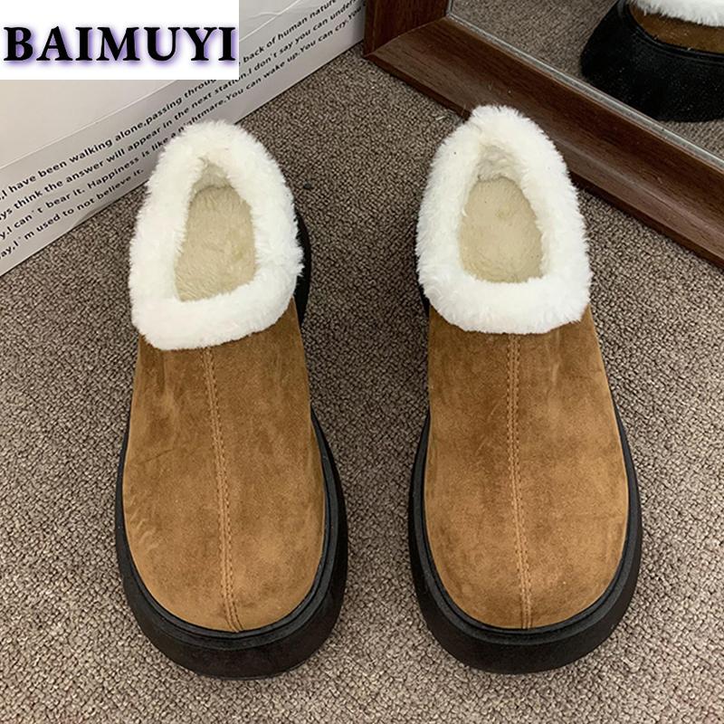 Меховые балетки на платформе женские замшевые зимние ботильоны теплая обувь 2025 зимние новые короткие плюшевые спортивные ботинки челси повседневные кроссовки Botas